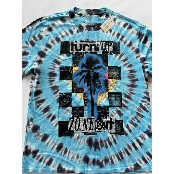 Guess Men’s Turn Up T-Shirt Short Sleeves Tie Dye Relax Fit Size M - Picture 2 of 5